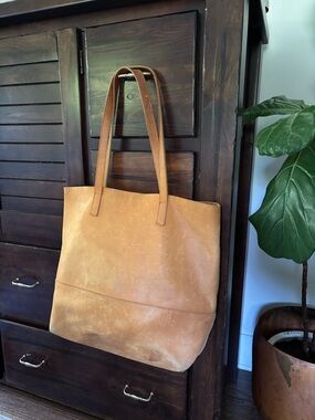 Able Classic Tan Leather Tote Bag - Women